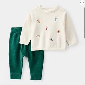 Carter's Cream Knit Christmas Sweater with Embroidery